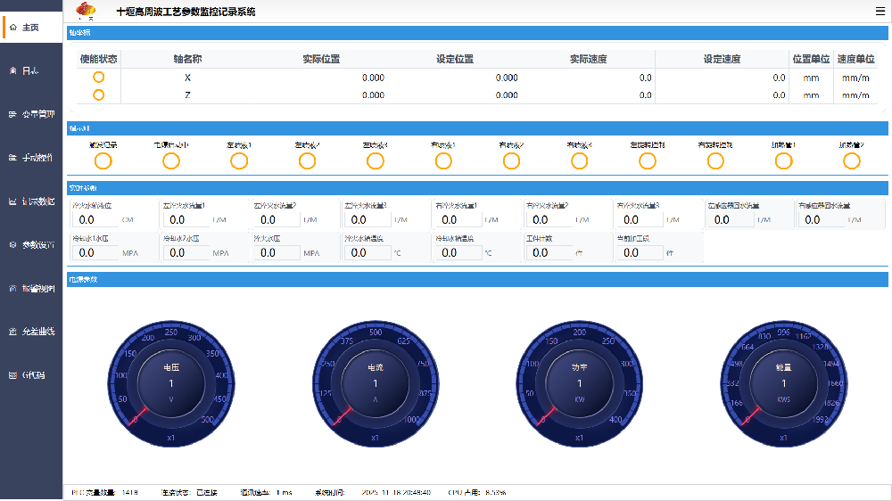 工藝參數(shù)監(jiān)控記錄系統(tǒng)主界面